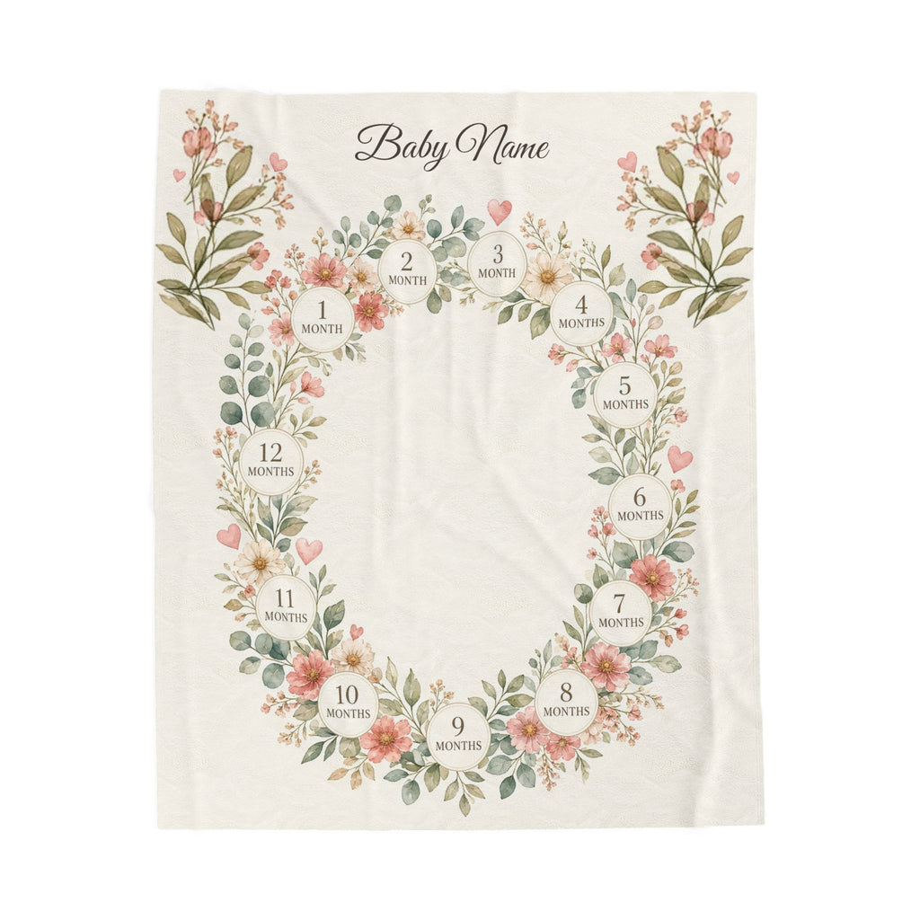 Personalized Baby Milestone Blanket Boho Wildflower